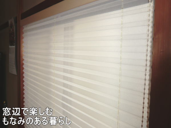 窓枠内天井付け、プリーツスクリーン