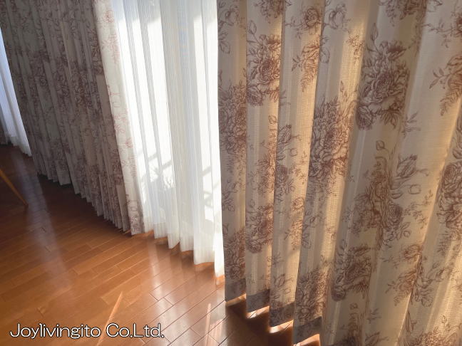 2倍3つ山プリーツのオーダーカーテン(ダブルシェード)納品-京都府長岡京市住宅