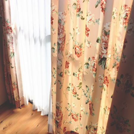 花柄ドレープカーテン